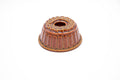 Vintage Brown Glazed Ceramic Bundt Cake Pan with Leaf Motif