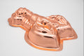 Vintage copper-washed lobster jelly mold, side view