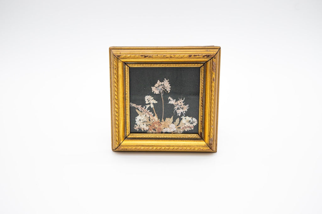 Vintage New England Real Flower Woodland Picture on Velvet