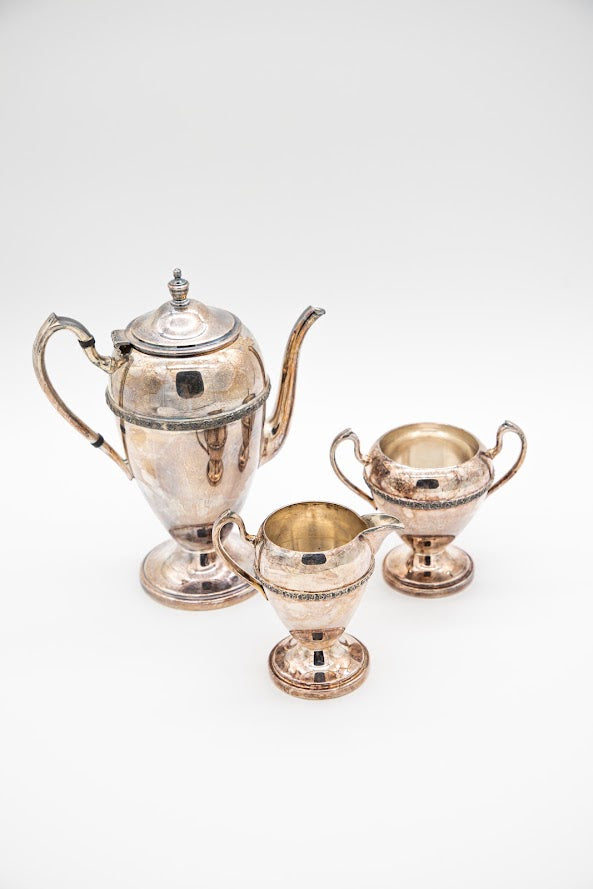 Vintage Academy Silver on Copper 3-Piece Coffee & Tea Service