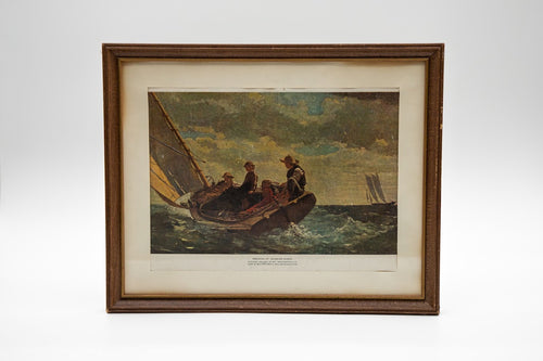 Breezing Up by Winslow Homer, vintage NGA reproduction print, framed front view