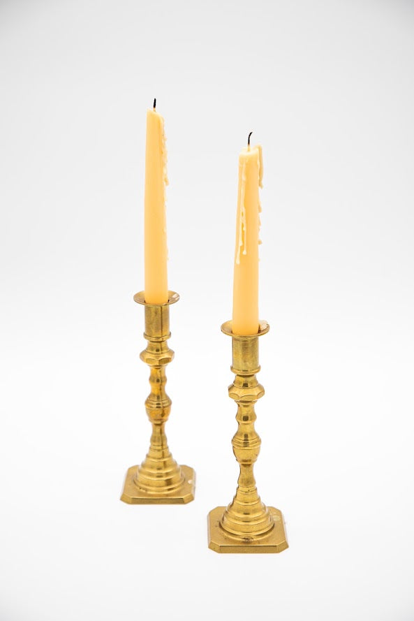 Vintage Brass Candlesticks, Pair