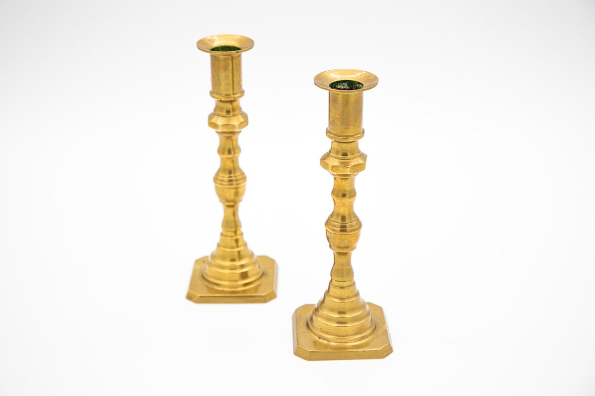 Vintage Brass Candlesticks, Pair