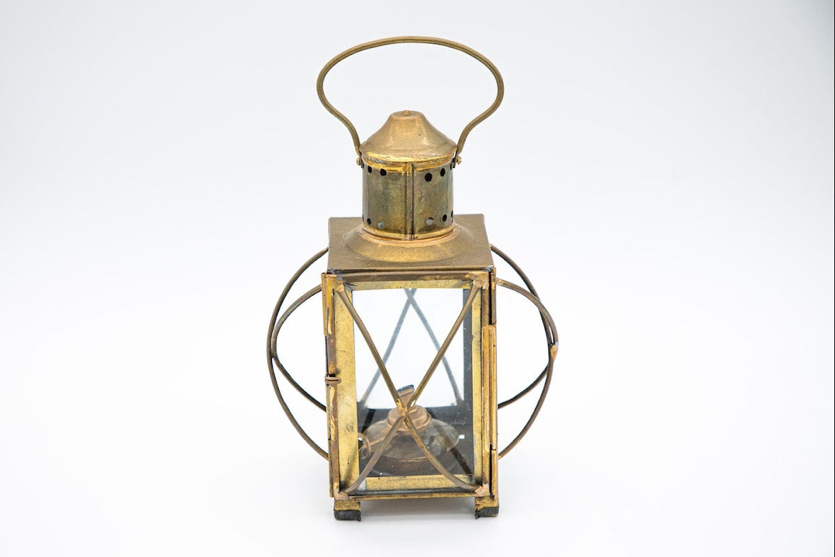 Vintage Brass & Glass Oil Lantern