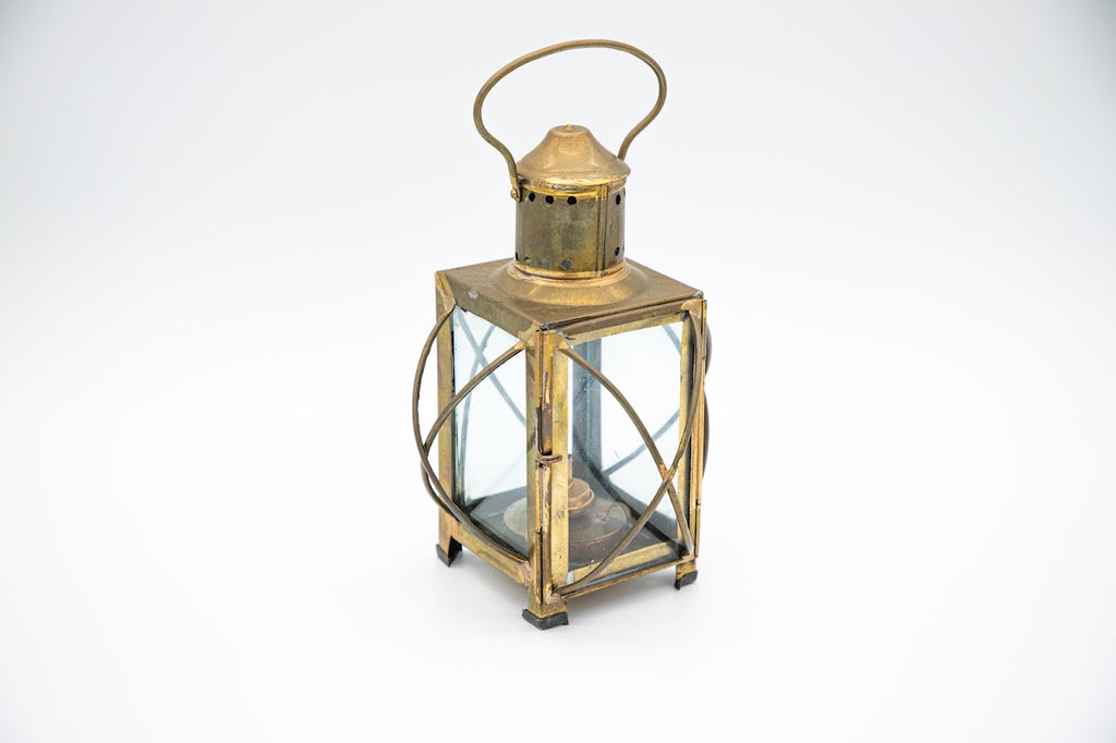 Vintage Brass & Glass Oil Lantern