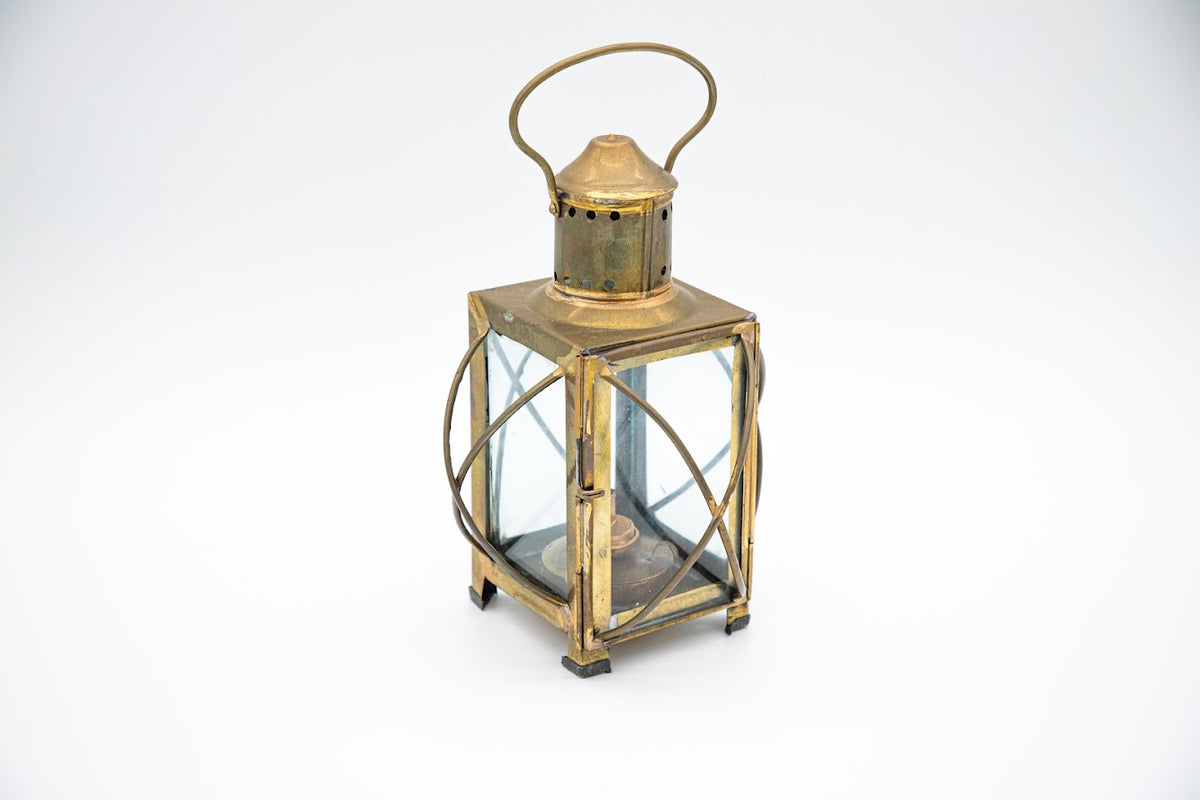 Vintage Brass & Glass Oil Lantern