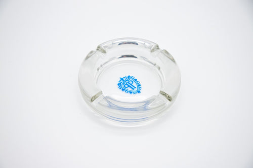 The Plaza Hotel New York vintage glass ashtray, angled view showing crest detail