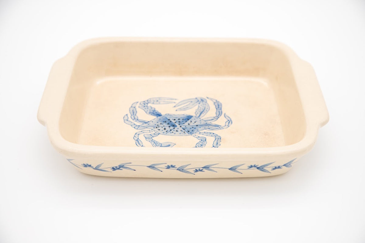 Vintage Nantucket Stoneware Blue Crab Casserole Dish