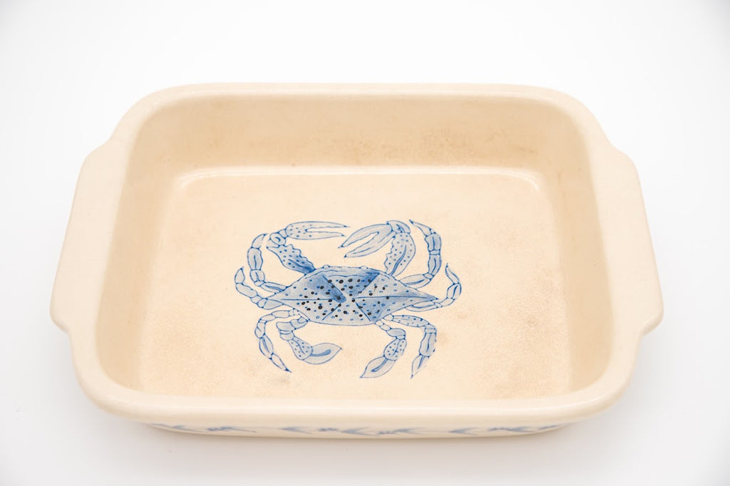 Vintage Nantucket Stoneware Blue Crab Casserole Dish