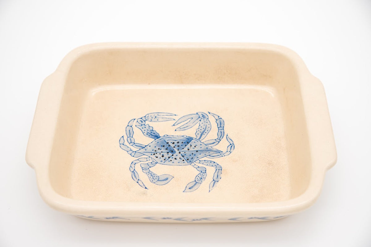 Vintage Nantucket Stoneware Blue Crab Casserole Dish