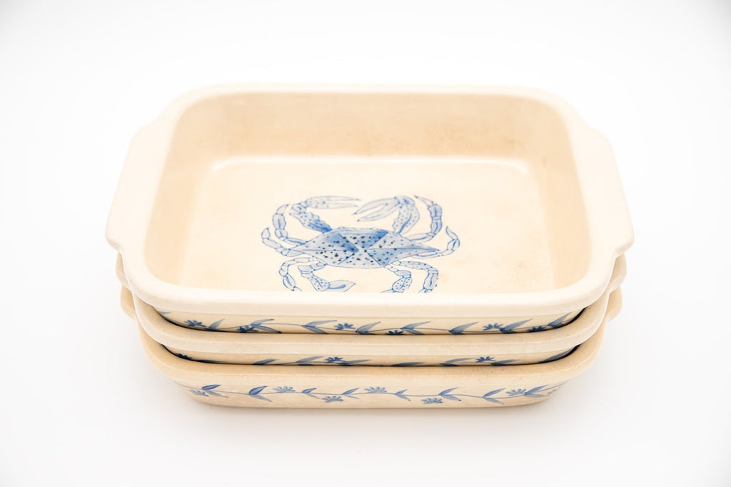 Vintage Nantucket Stoneware Blue Crab Casserole Dish