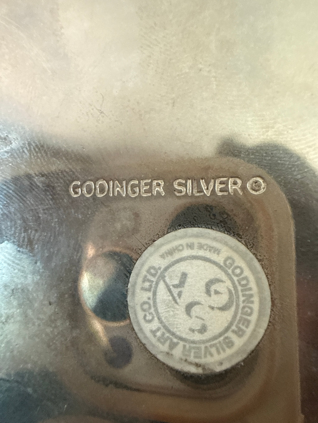 Godinger Silver maker mark on vintage wine coaster